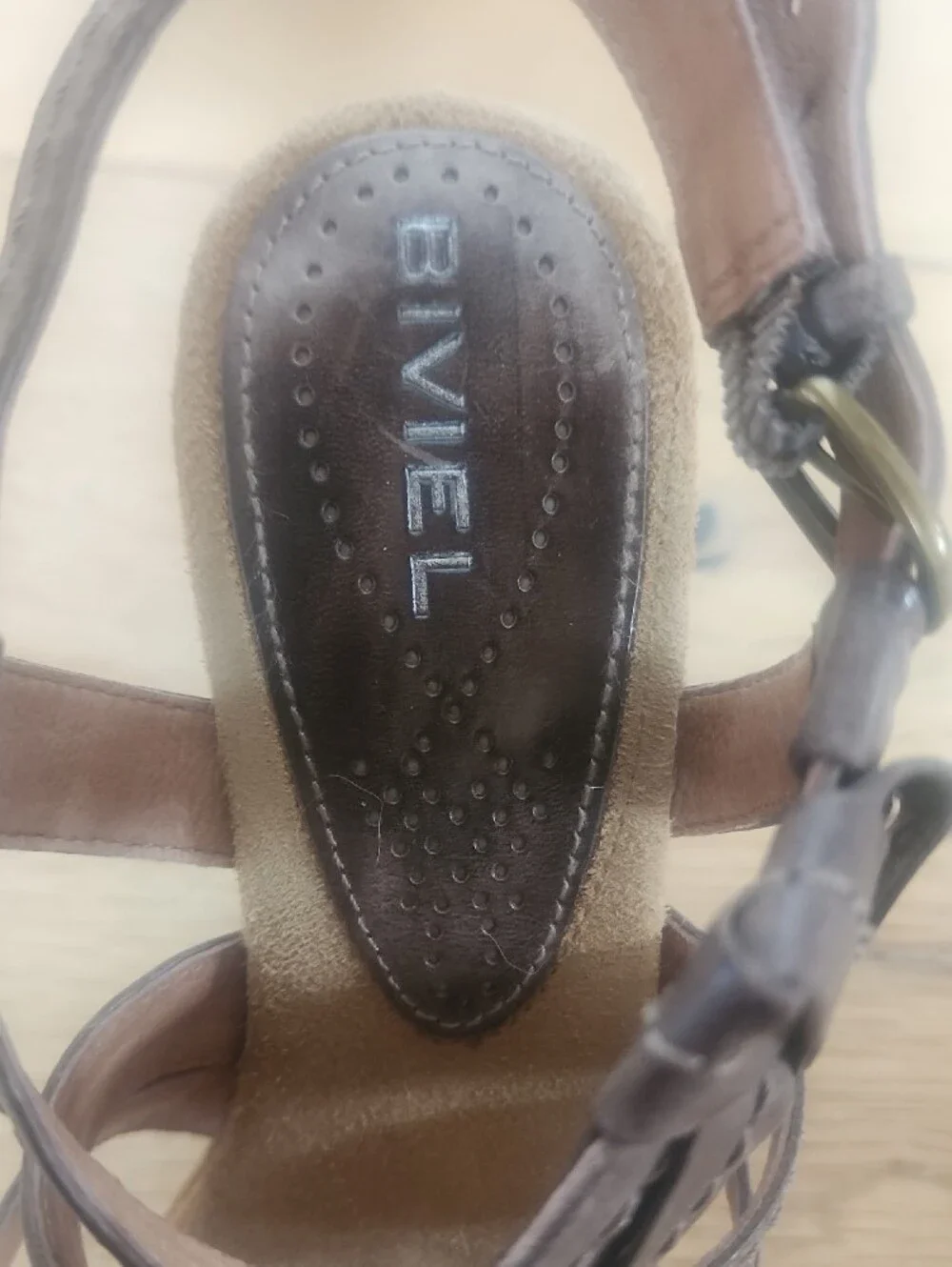 Women's Brown Strappy Wedge Sandals with Buckle